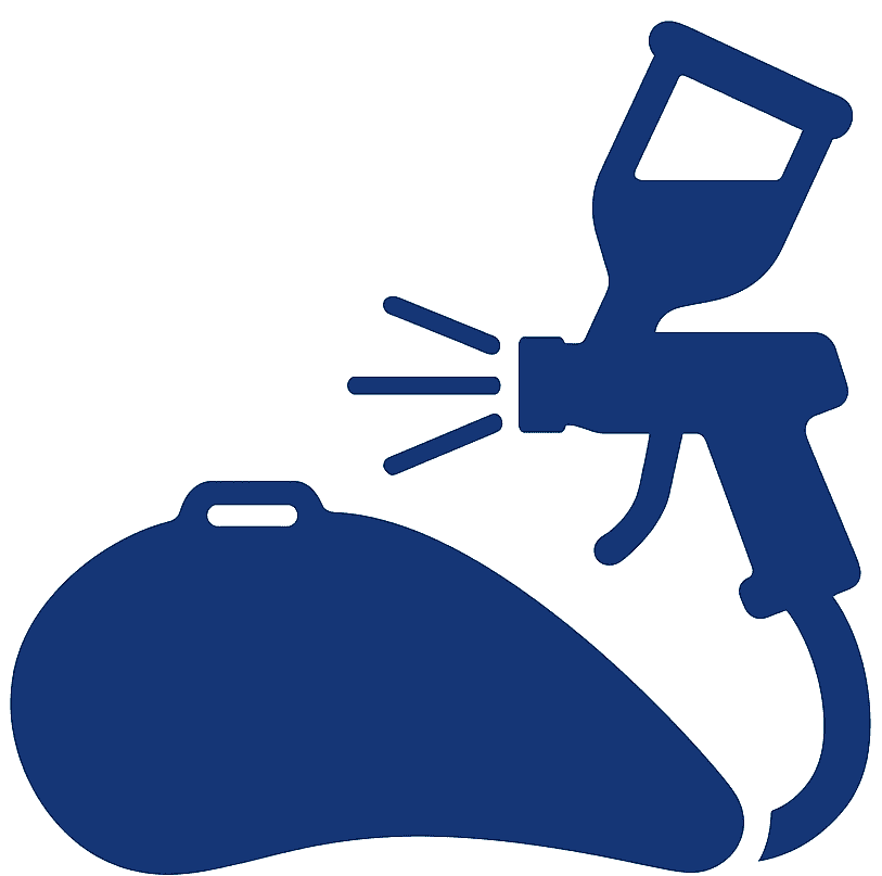 Motorcycle parts –tank,fender, frame- painting
